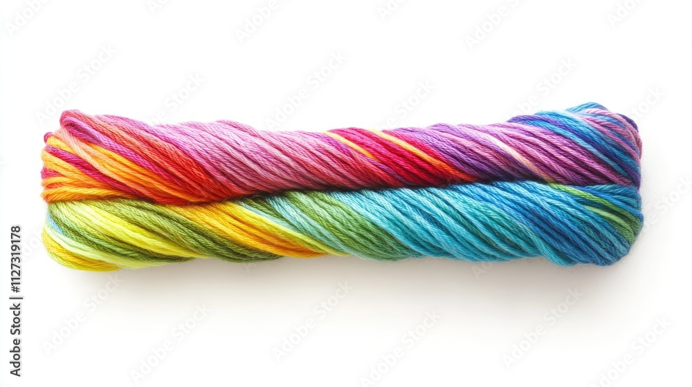 Vibrant rainbow sewing threads elegantly arranged on a white background showcasing a spectrum of colors for creative projects and crafts. Vibrant rainbow sewing threads elegantly arranged on a white background showcasing a spectrum of colors for creative projects and crafts.
