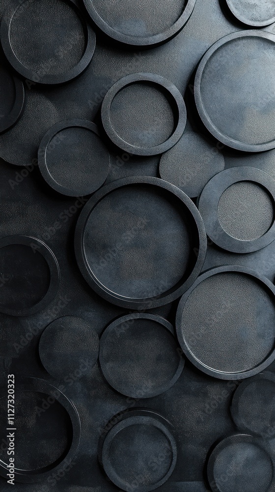 A textured wall featuring various circular shapes in a monochromatic color scheme. A textured wall featuring various circular shapes in a monochromatic color scheme.