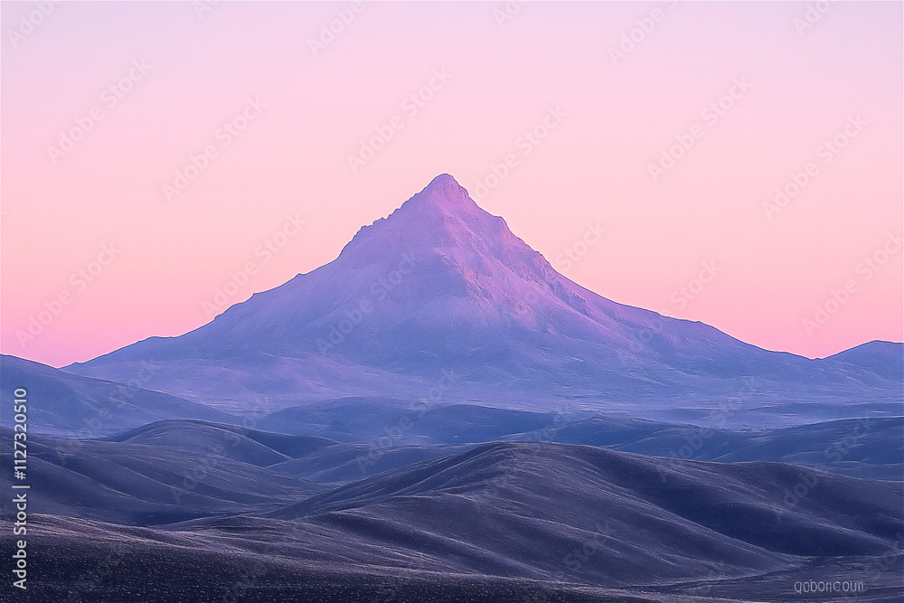 Naklejka premium A minimalist image of a lone mountain peak at
