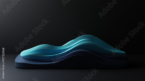 3D render hard paper wave lines, black background, vector illustration, minimalist design style