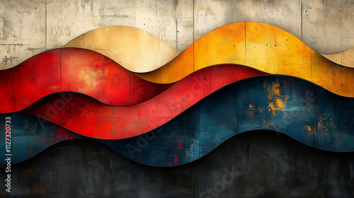 3D render hard paper wave lines, black background, vector illustration, minimalist design style