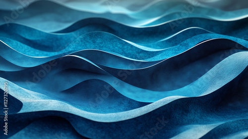 3D render hard paper wave lines, black background, vector illustration, minimalist design style