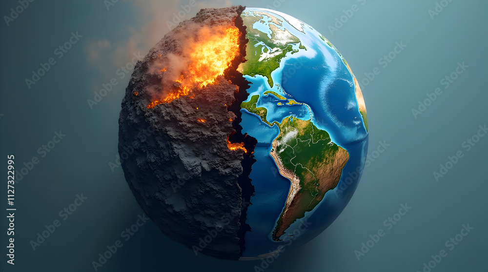 The Striking Contrast of Climate Change: A Visual Representation of Earth Divided by Fire and Ice The Striking Contrast of Climate Change: A Visual Representation of Earth Divided by Fire and Ice
