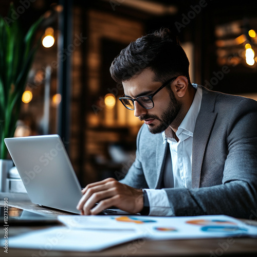 businessman working on laptop