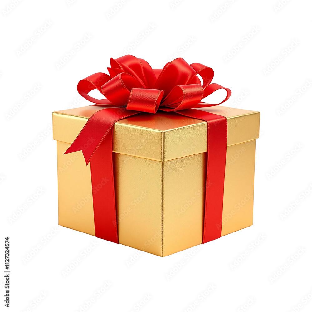 Christmas Gold gift box with red bow ribbon isolated on a Transparent Background cutout
Christmas Gold gift box with red bow ribbon isolated on a Transparent Background cutout