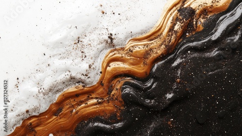 Organic soil texture with contrasting colors showcasing natural elements against a clean white background for agricultural or environmental themes photo