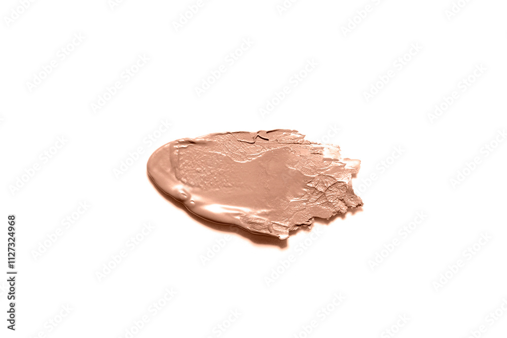 Smooth smear of beige makeup foundation on a white background, showcasing a creamy texture. Color of the year 2025 - Mocha Mousse Smooth smear of beige makeup foundation on a white background, showcasing a creamy texture. Color of the year 2025 - Mocha Mousse