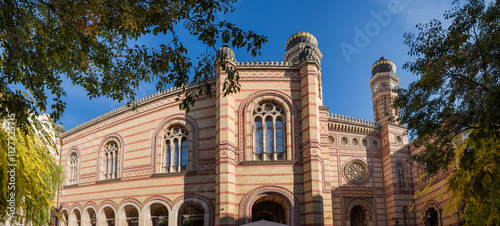 Main facade of Great Synagogue at sunny morning, Budapest, Hungary photo