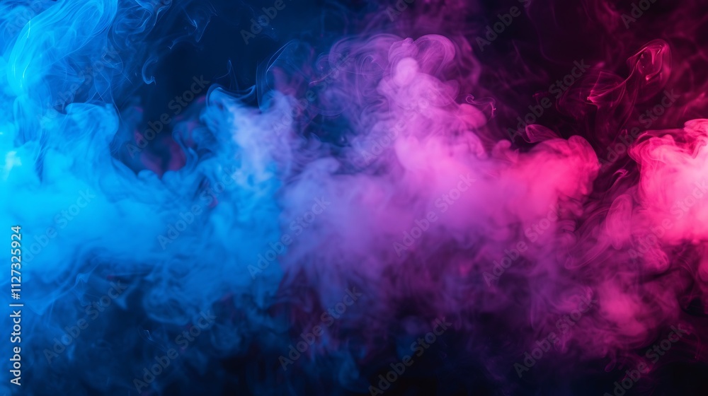 Abstract Neon Smoke: A Vivid Symphony of Blue and Pink