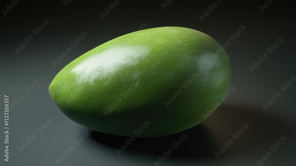 Fresh green mango showcasing its smooth texture and vibrant color against a dark background highlighting its nutritional benefits. Fresh green mango showcasing its smooth texture and vibrant color against a dark background highlighting its nutritional benefits.