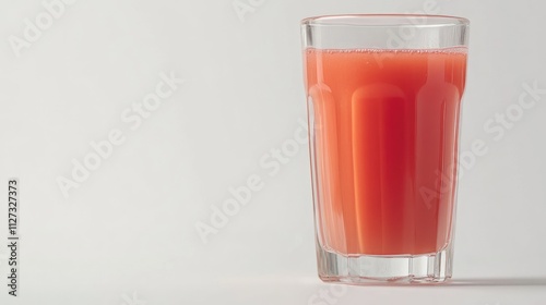 Wallpaper Mural Freshly squeezed grapefruit juice in a clear glass on a minimalist white background showcasing vibrant color and texture of the drink. Torontodigital.ca