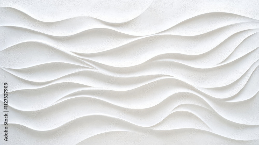 Fototapeta premium A close-up shot of a white wall with wavy lines, suitable for use in minimalist interior design or as a subtle background texture