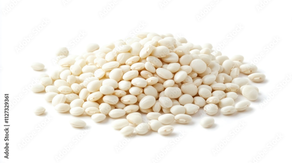 Mung Bean Seeds Pile on White Background Ideal for Culinary or Nutritional Concepts Mung Bean Seeds Pile on White Background Ideal for Culinary or Nutritional Concepts
