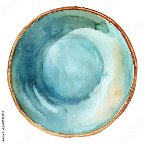 A watercolor vector of a ceramic dish, isolated on a white background. Ceramic dish vector.