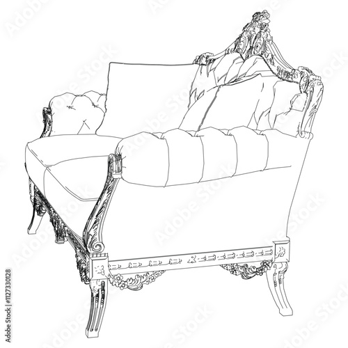 Vintage sofa vector set. Baroque and classic style sketches for luxurious home interiors. Ideal for traditional furniture enthusiasts.