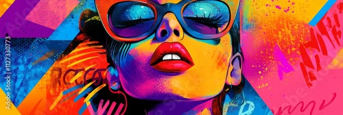 Wallpaper Mural Colorful female portrait background made of geometric patterns and shapes Torontodigital.ca