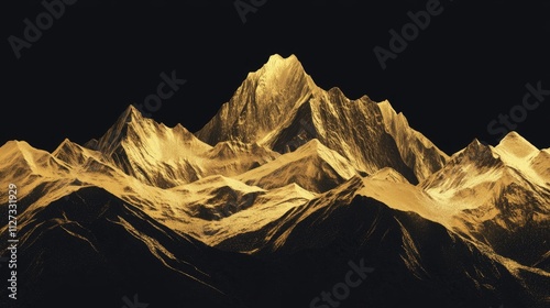 landscape wallpaper design with Golden mountain line arts, luxury background design for cover, invitation background, packaging design, fabric, and print. Vector illustration.