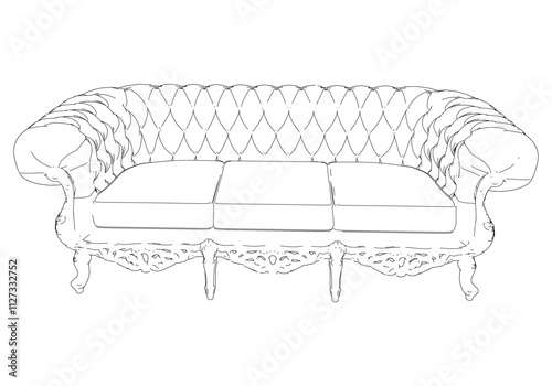 Vintage sofa vector set. Baroque and classic style sketches for luxurious home interiors. Ideal for traditional furniture enthusiasts.
