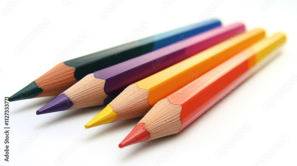 Colorful pencils arranged against a white background symbolizing education creativity and the journey of personal growth and learning Colorful pencils arranged against a white background symbolizing education creativity and the journey of personal growth and learning