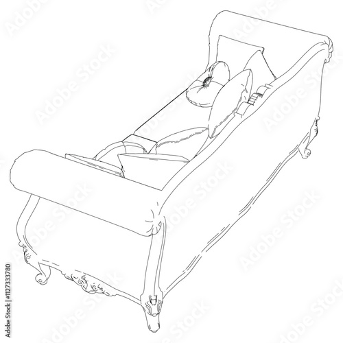 Continuous Line Art of Sofa – Classic Furniture and Interior Design Illustration