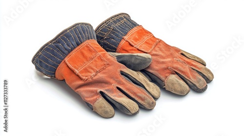 Durable protective gloves for construction workers featuring reinforced stitching and palm grip design on white background photo