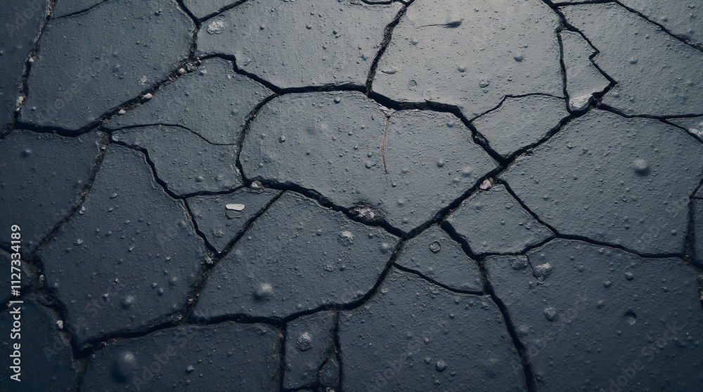 Obraz premium Dark Cracked Earth Texture: A Study in Dryness and Aridity