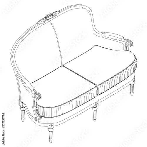 Continuous Line Art of Sofa – Classic Furniture and Interior Design Illustration