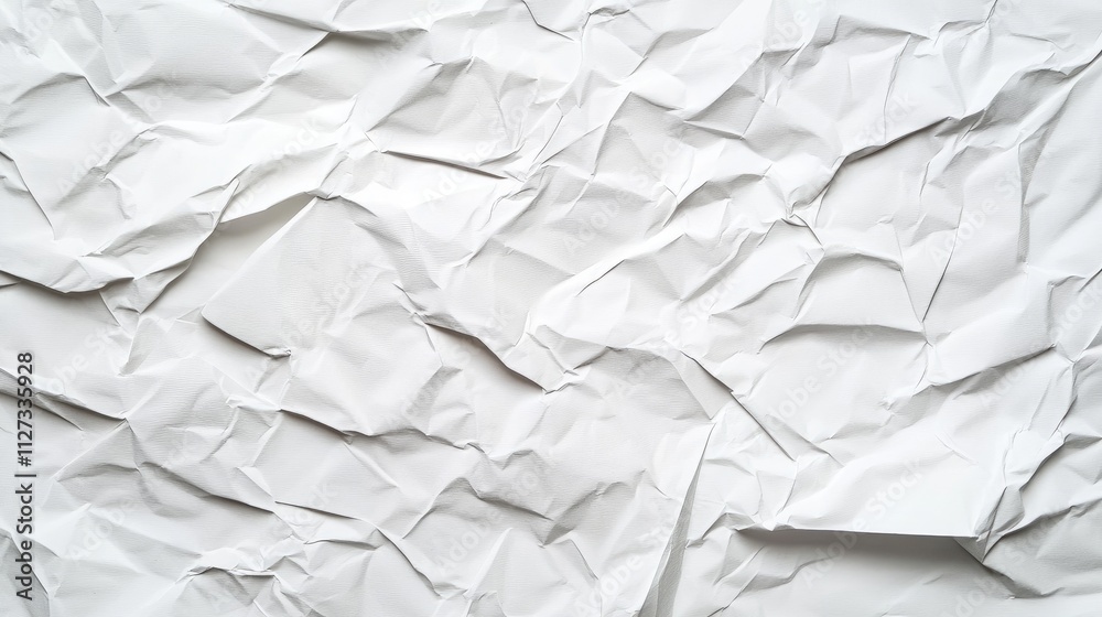Crumpled white paper texture abstract background for design and artistic projects Crumpled white paper texture abstract background for design and artistic projects