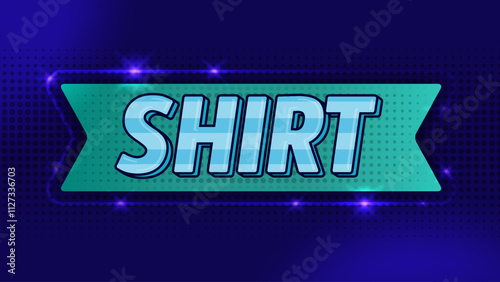 Editable text effect with green ribbon for thrift store with striped motif and halftone background in retro disco theme. Ideal for clothing stores, t shirts, print, posters, websites, and social media