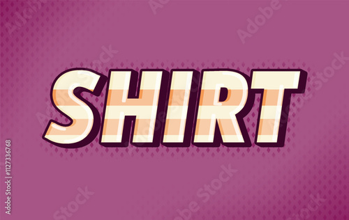 Editable text effect for thrift clothing store with vintage comic cartoon theme with calm yellow and brown striped colors and purple halftone background. Perfect for clothing stores, apparel, casual