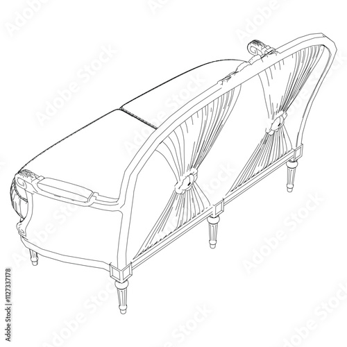 Continuous Line Art of Sofa – Classic Furniture and Interior Design Illustration
