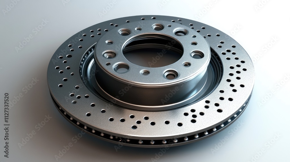 Worn metal disc brake component showcasing intricate design and wear from automotive use on a clean surface Worn metal disc brake component showcasing intricate design and wear from automotive use on a clean surface