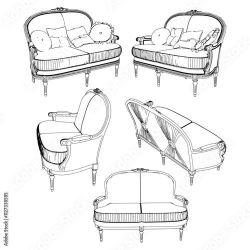 Continuous Line Art of Sofa – Classic Furniture and Interior Design Illustration