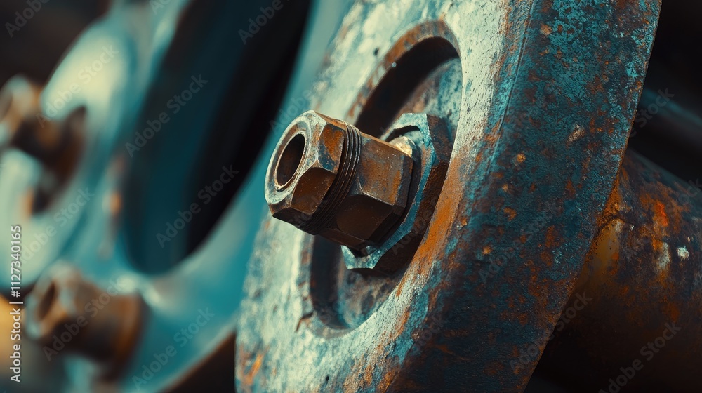Industrial Close Up of Aged Heavy Duty Wheel with Rusty Nuts Depicting Transportation and Mechanical Engineering Concepts Industrial Close Up of Aged Heavy Duty Wheel with Rusty Nuts Depicting Transportation and Mechanical Engineering Concepts