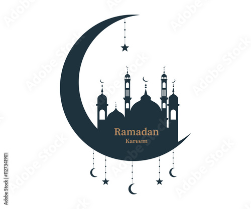 silhouette of mosque ramadan kareem background