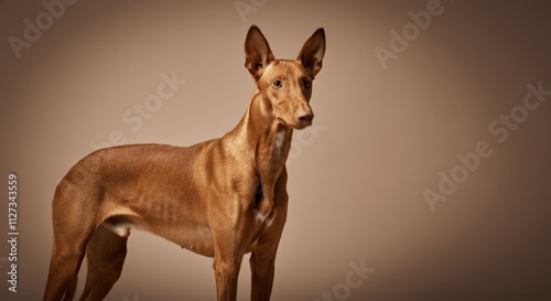 Regal purebred dog in minimalist studio setting for pet portrait or design photo