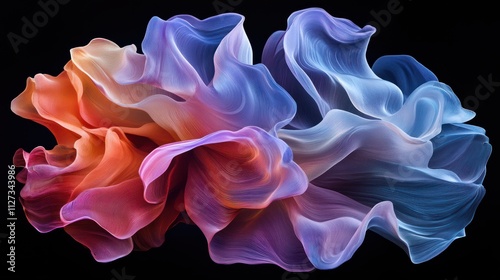 Colorful abstract waves flowing gracefully against a dark background, illustrating dynamic movement and light dispersion