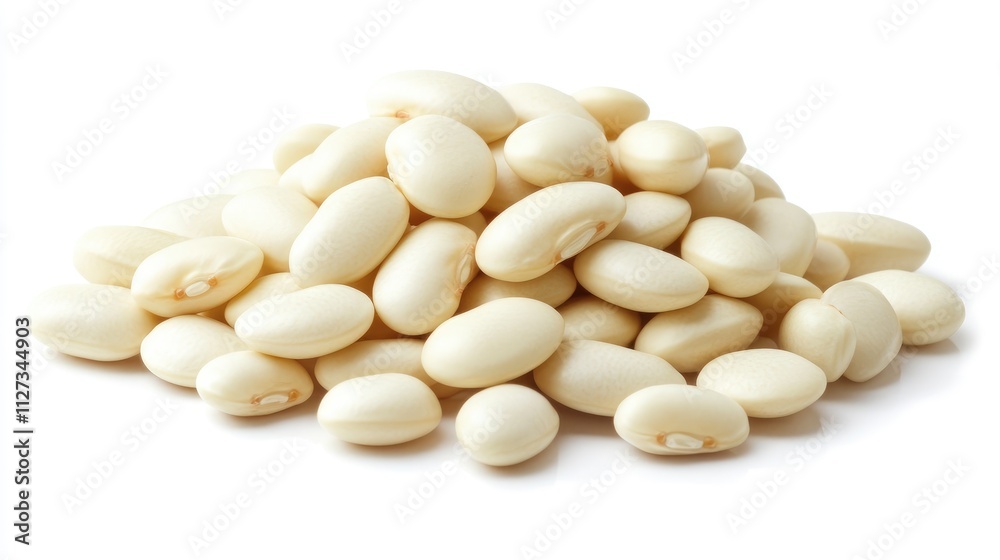 White Mung Beans Pile on Bright White Background Suitable for Healthy Food and Culinary Themes White Mung Beans Pile on Bright White Background Suitable for Healthy Food and Culinary Themes