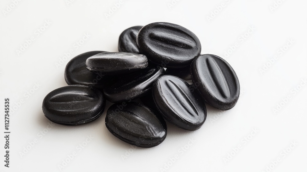 Salty liquorice Bubs Goody Ovals packed on a white background showcasing classic Norwegian confectionery treats. Salty liquorice Bubs Goody Ovals packed on a white background showcasing classic Norwegian confectionery treats.
