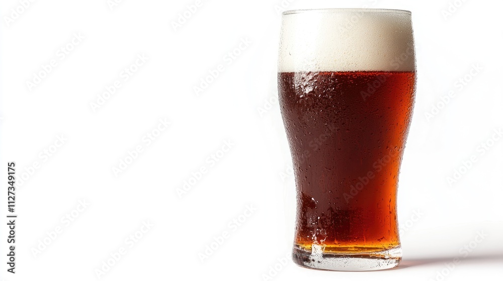 Frosty root beer glass with creamy foam on top isolated on white background refreshing beverage closeup Frosty root beer glass with creamy foam on top isolated on white background refreshing beverage closeup