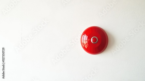 Red fire alarm sounder mounted on a plain white wall signaling safety and emergency preparedness in a modern interior environment photo