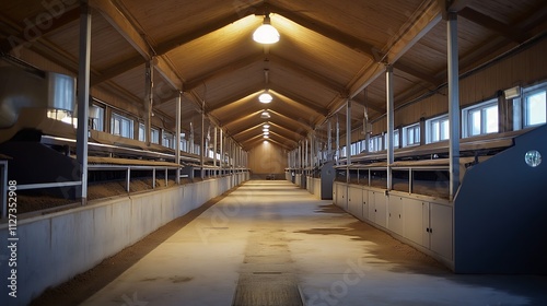 Wallpaper Mural Interior of a large industrial building with long rows of machinery and concrete flooring. Torontodigital.ca