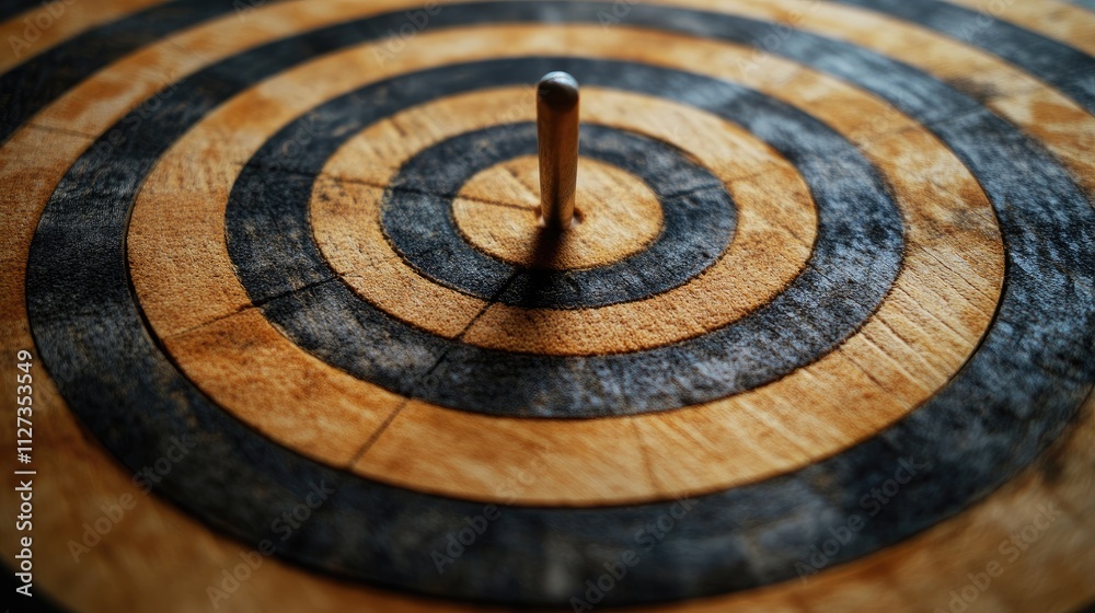 Focused target on a wooden dartboard symbolizing precision in market segmentation and customer relationship management strategies Focused target on a wooden dartboard symbolizing precision in market segmentation and customer relationship management strategies