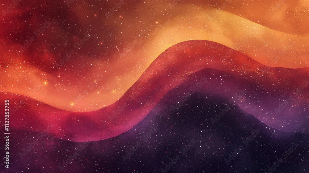 Colorful cosmic waves are flowing across a starry night sky, creating an abstract and vibrant space background with a mesmerizing blend of orange, purple, and deep space hues Colorful cosmic waves are flowing across a starry night sky, creating an abstract and vibrant space background with a mesmerizing blend of orange, purple, and deep space hues