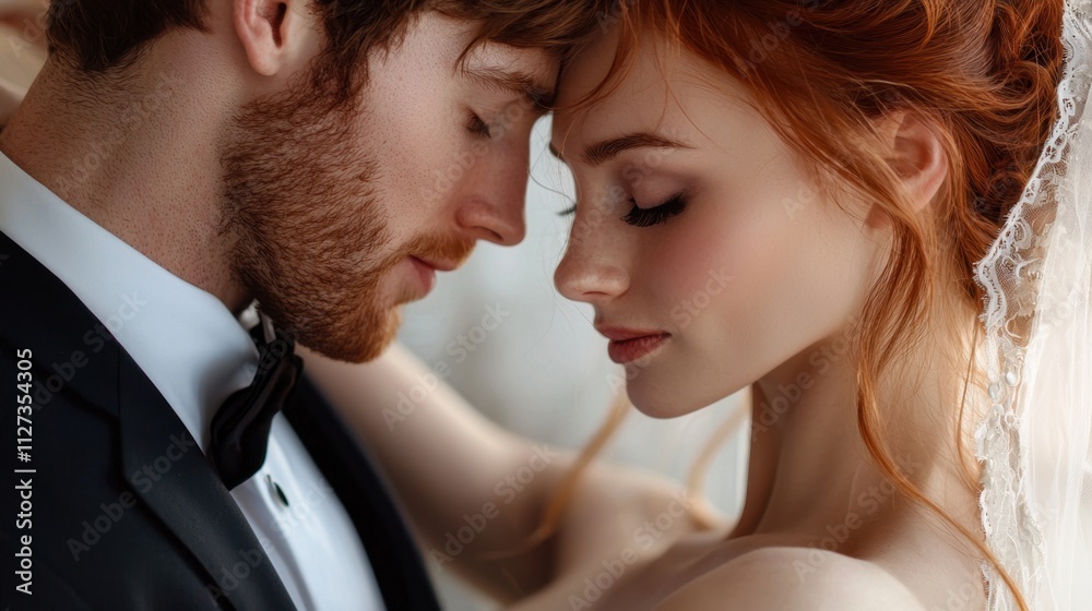 A man and woman are embracing each other, with the man wearing a black suit A man and woman are embracing each other, with the man wearing a black suit