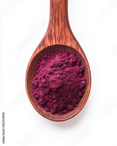 Wooden Spoon with Vibrant Purple Powder
 photo