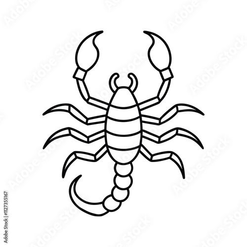 Minimalist Scorpion Lineart Vector Illustration with Curved Tail and Pincers for Modern Design photo