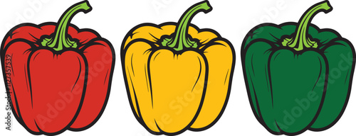 Bell pepper vegetable abstract colorful silhouette on white background vector illustration.