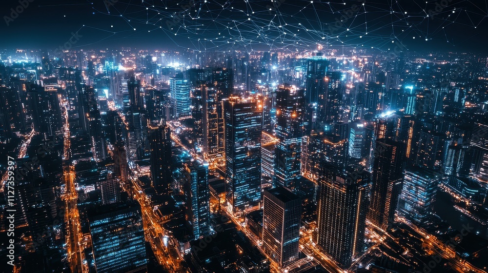 Fototapeta premium Smart City Project Under Construction with Integrated Technology