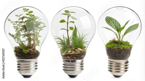 Three Plants in Lightbulbs ...